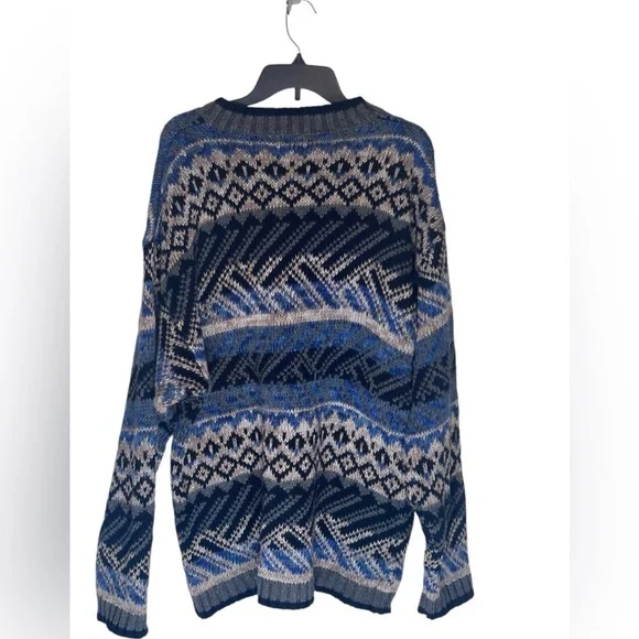 County Seat Fair Isle Oversized knitted sweater, cotton blend. Size XL GUC - Picture 6 of 9